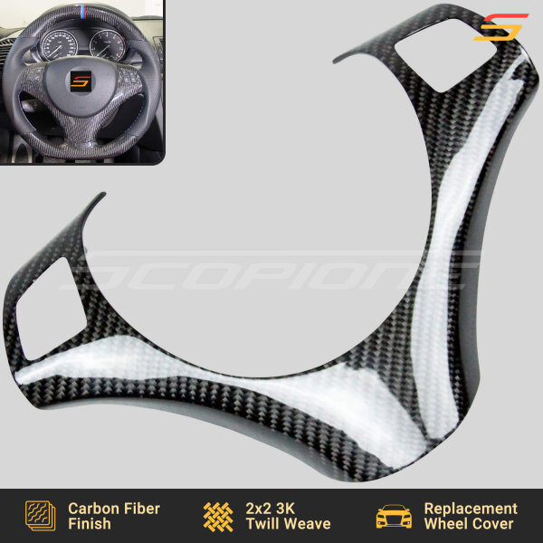 Carbon Fiber Steering Wheel Cover Trim for BMW E81 E90 E92 E84 by Scopione