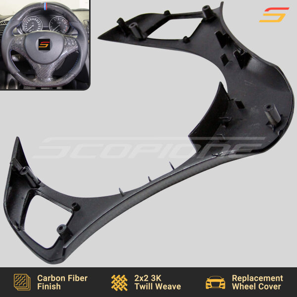 Backside view of BMW Carbon Fiber Steering Wheel Trim by Scopione
