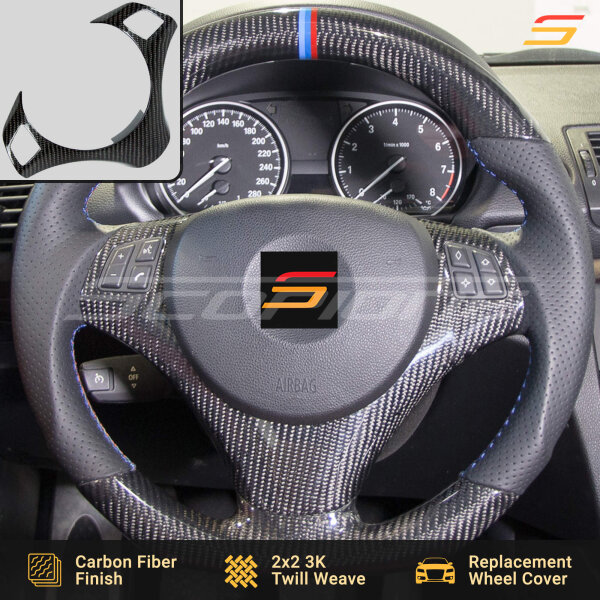 BMW E90 Steering Wheel with Scopione Carbon Fiber Trim Installed