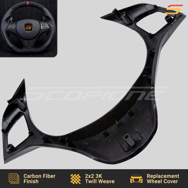 Underside of Scopione carbon fiber steering wheel trim for BMW M3 E90 E92 E93 and BMW 1M E82