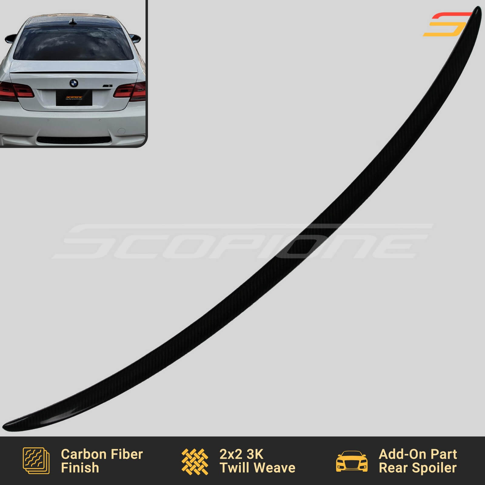 Scopione Carbon Fiber Rear SC1 Trunk Spoiler for BMW 3 Series E90 Sedan