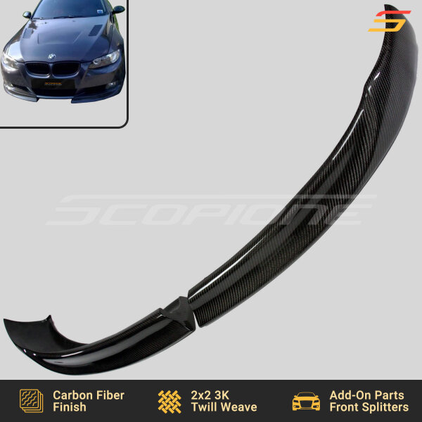 Angled View of Scopione Carbon Fiber CSL Style Splitters for BMW E92 E93 Pre-LCI