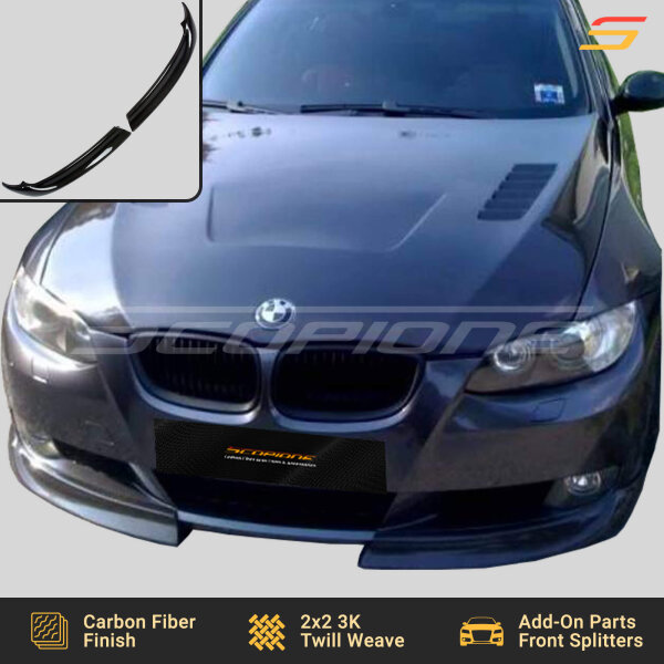 Scopione CSL Carbon Fiber Front Splitters Installed on BMW E92 E93 Base Model 2007–2010