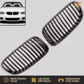 Scopione Black Chrome LCI Kidney Grille Set for BMW 11-13 2dr 3 Series E92 E93