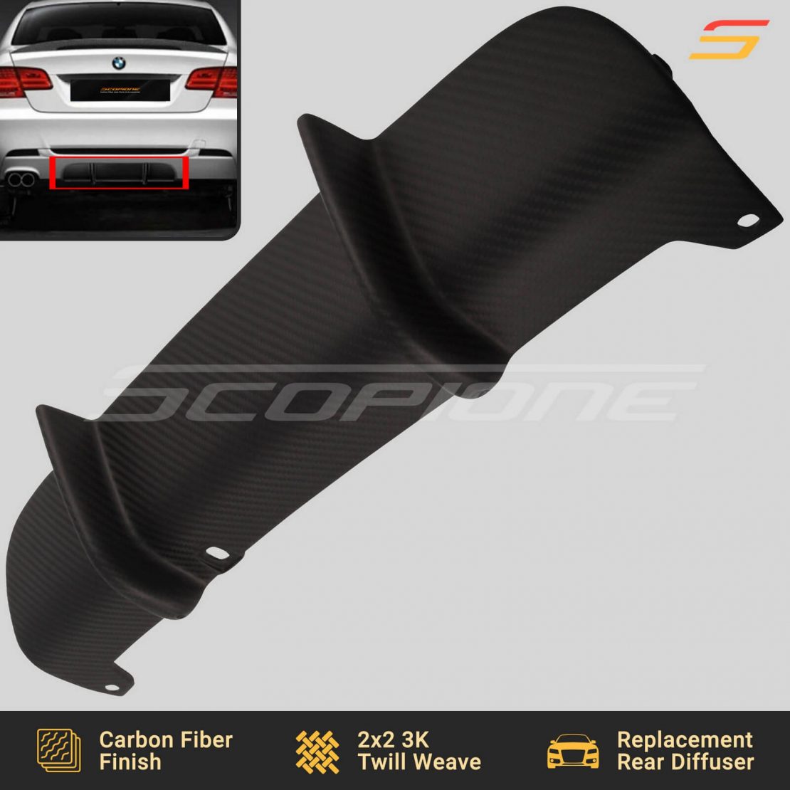 For BMW E90 / E91 with rear M bumper Performance diffuser