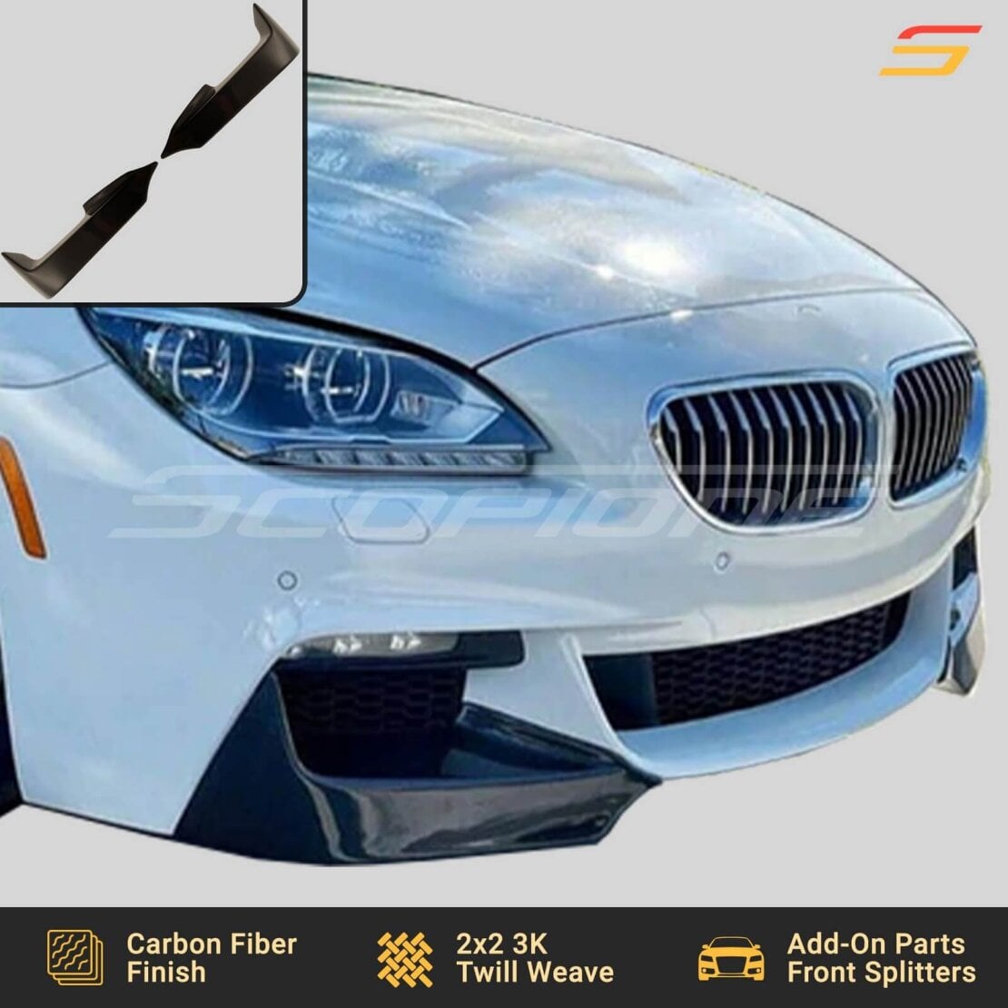 Scopione Carbon Fiber M-Tech Splitters for BMW 6 Series F06 F12 F13