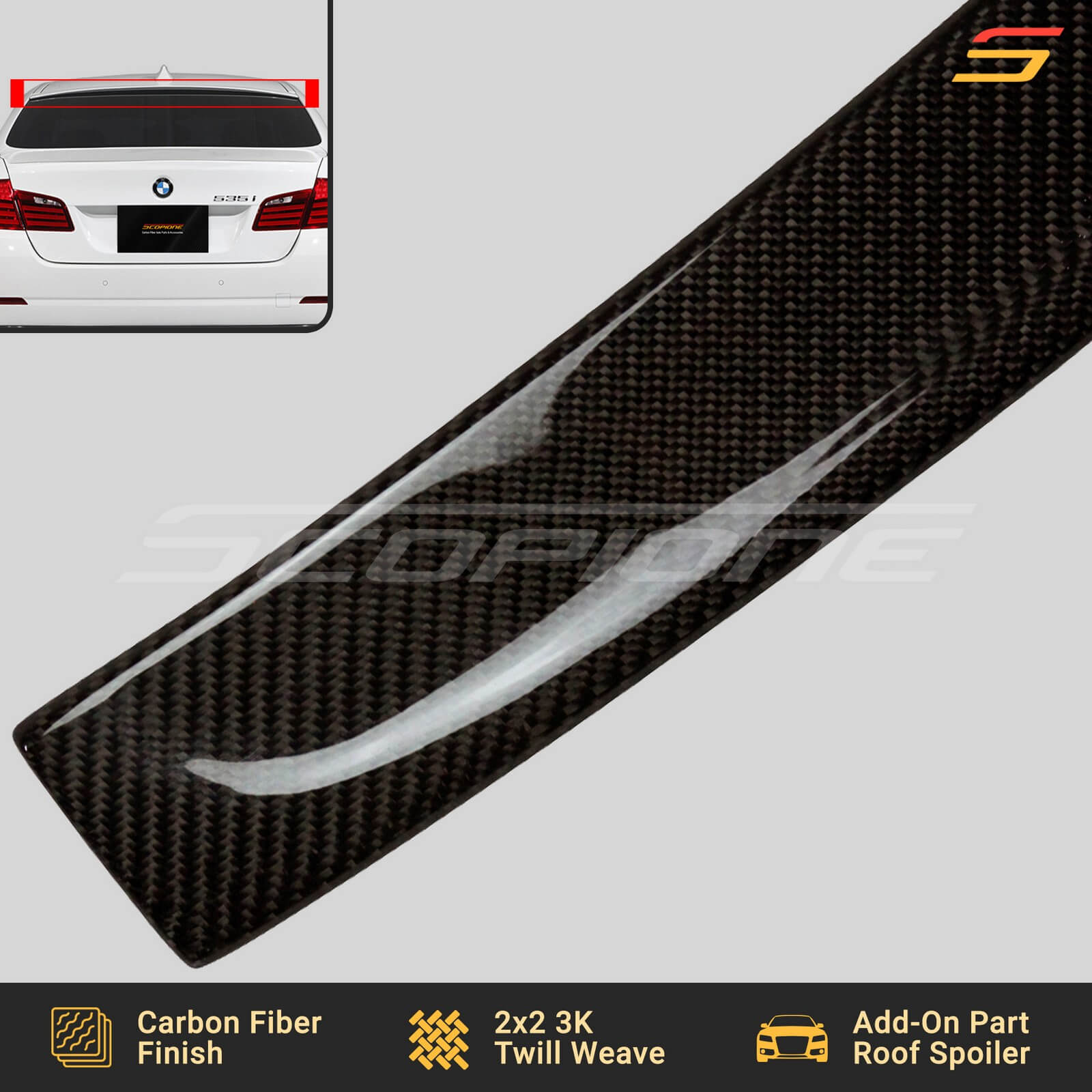 Scopione Carbon Fiber Rear Roof Spoiler for BMW 5 Series F10