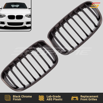 Scopione Black Chrome Pre-LCI Kidney Grille Set for BMW 12-14 1 Series F20 F21