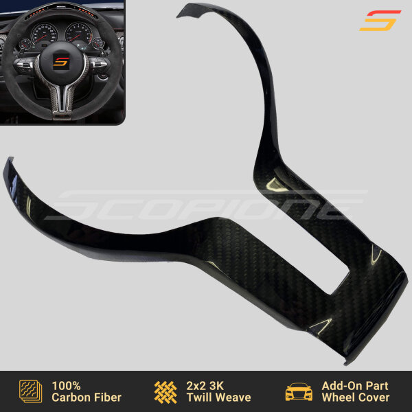 Angled View of Scopione Carbon Fiber M-Sport Steering Trim for BMW F-Series