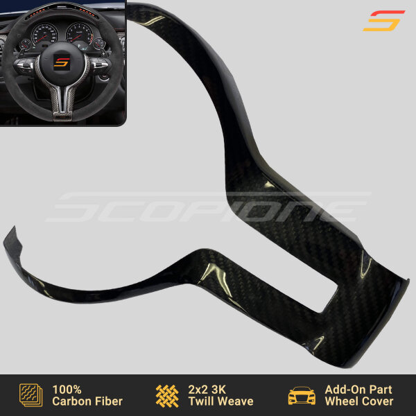 Close-Up of Carbon Fiber Steering Wheel Trim by Scopione for BMW F-Series
