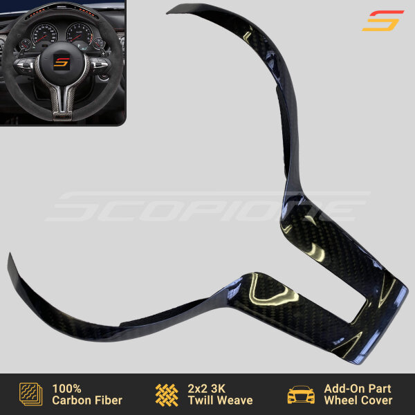 Top View of Scopione BMW F-Series Carbon Fiber M-Sport Steering Trim