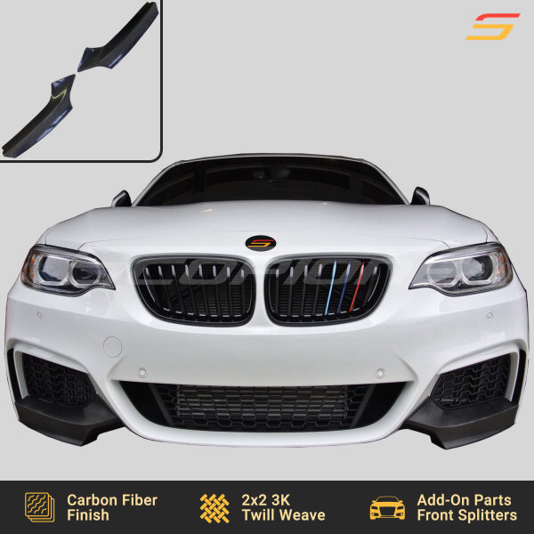Scopione Carbon Fiber Front Splitters Installed on BMW 2 Series F22 F23 M-Sport