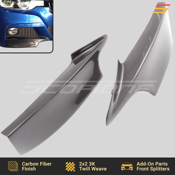 Scopione Carbon Fiber Front Bumper Splitters for BMW F34 M-Sport – Product Only