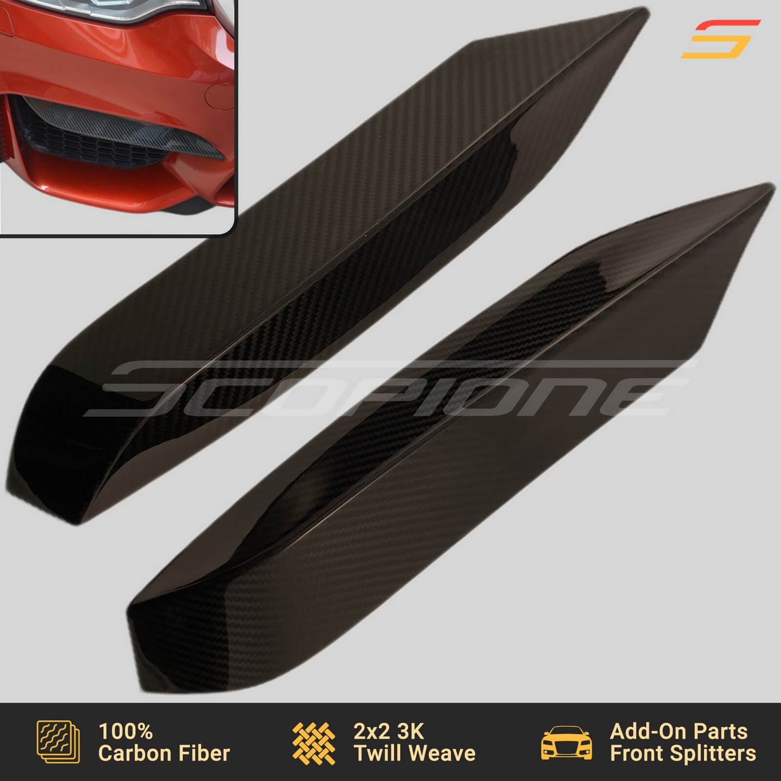 Scopione Carbon Fiber Front Upper Splitters for M3 F80 & M4 F82