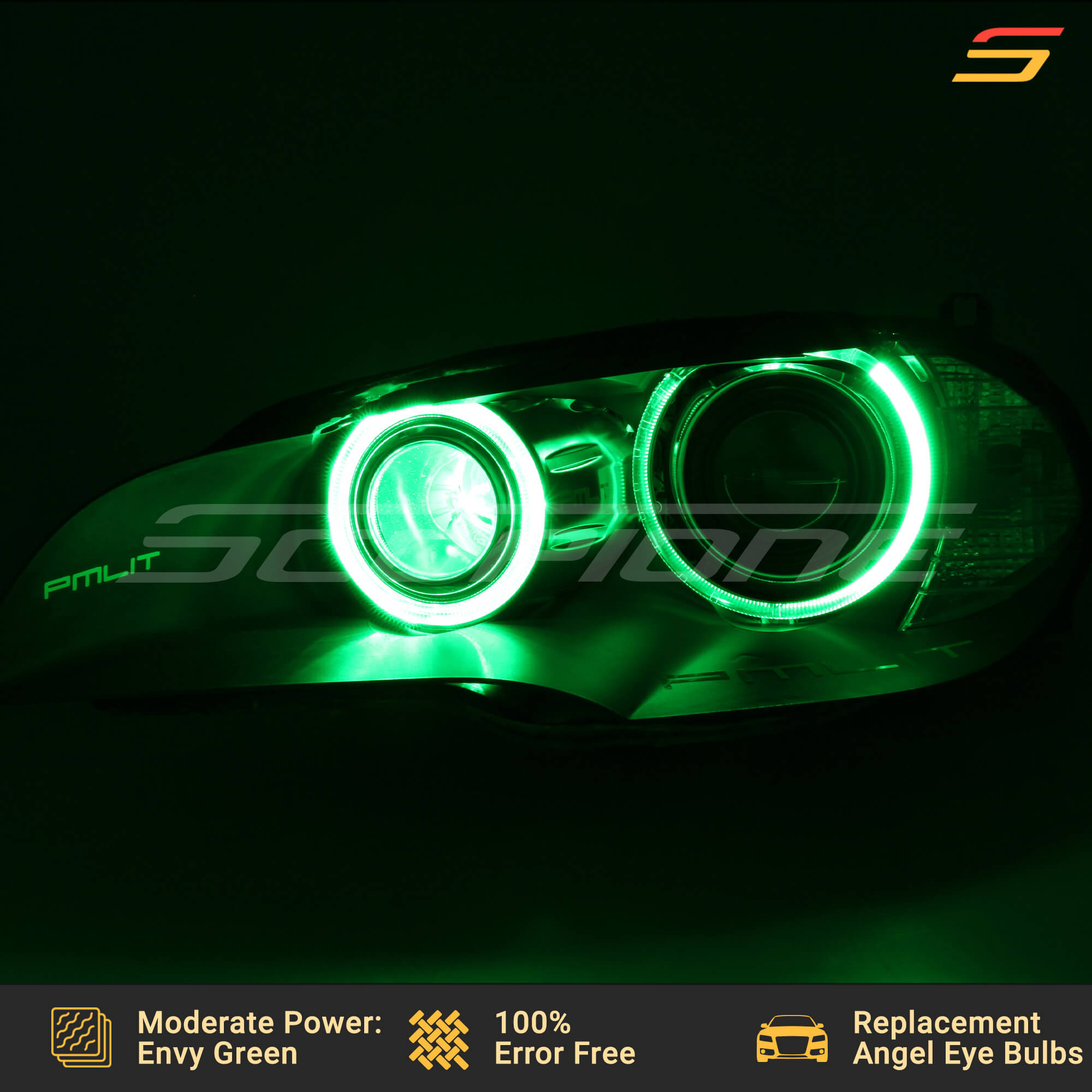 Envy Green Moderate Power LED angel eyes halo by Scopione