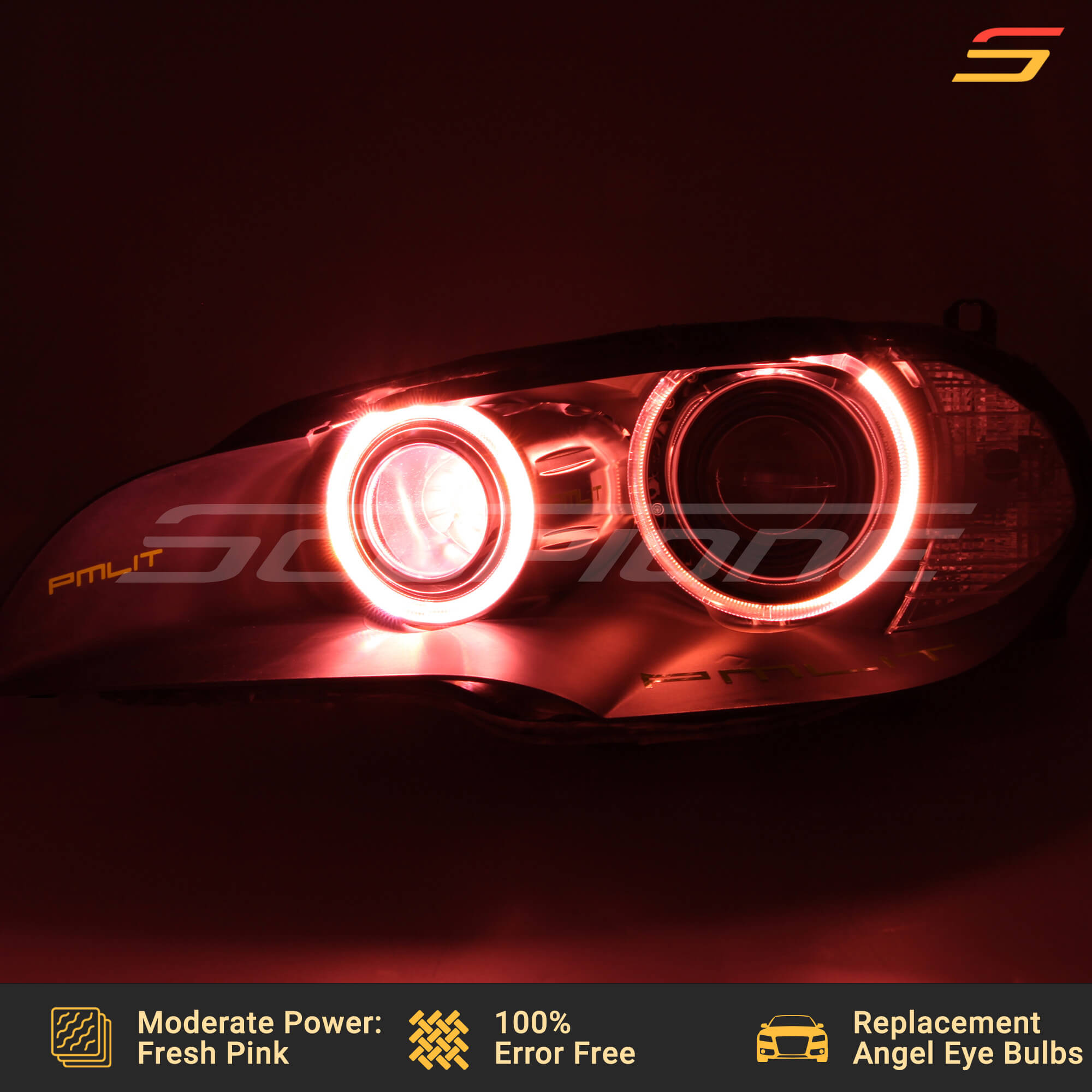 Fresh Pink Moderate Power LED angel eyes halo by Scopione