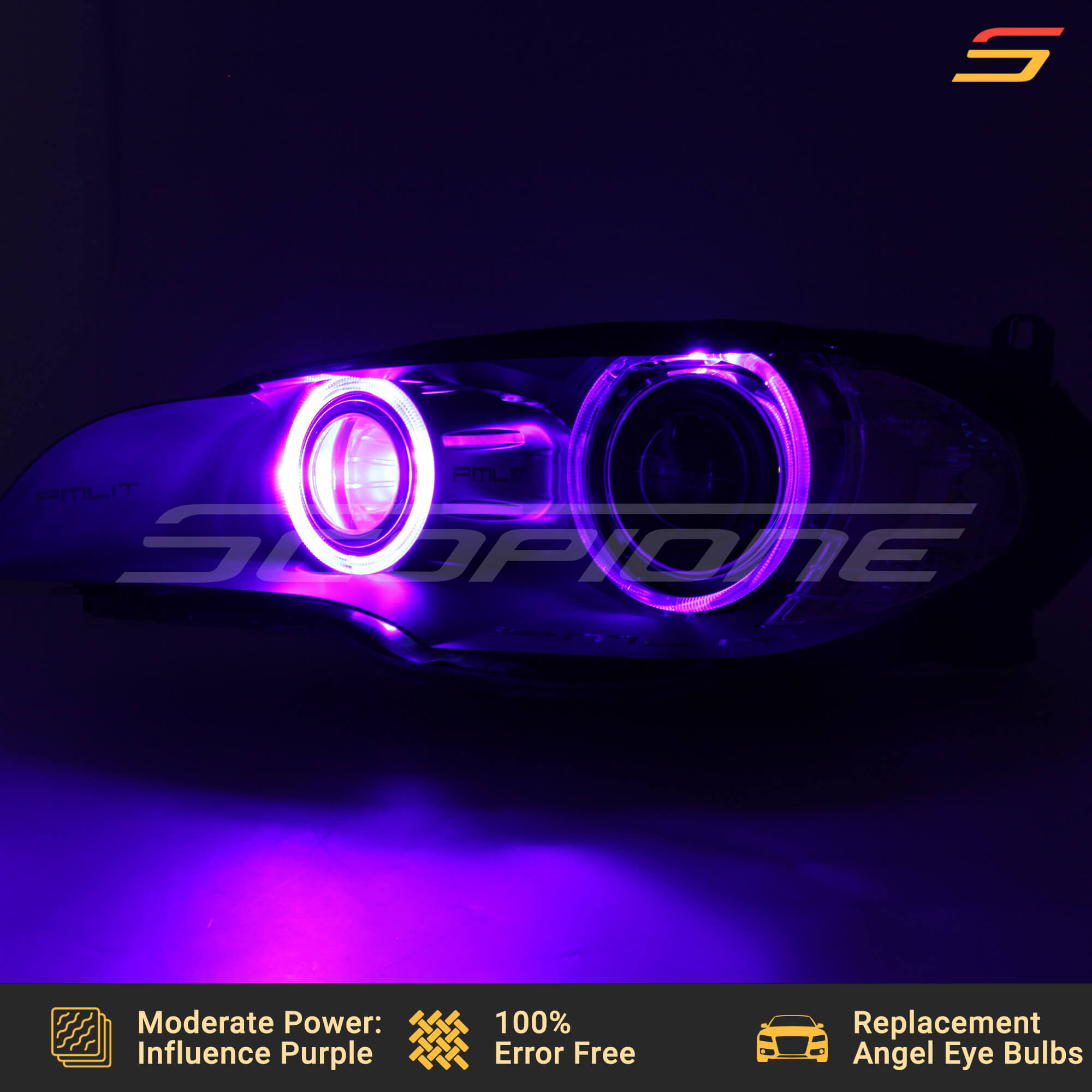 Influence Purple Moderate Power LED angel eyes halo by Scopione