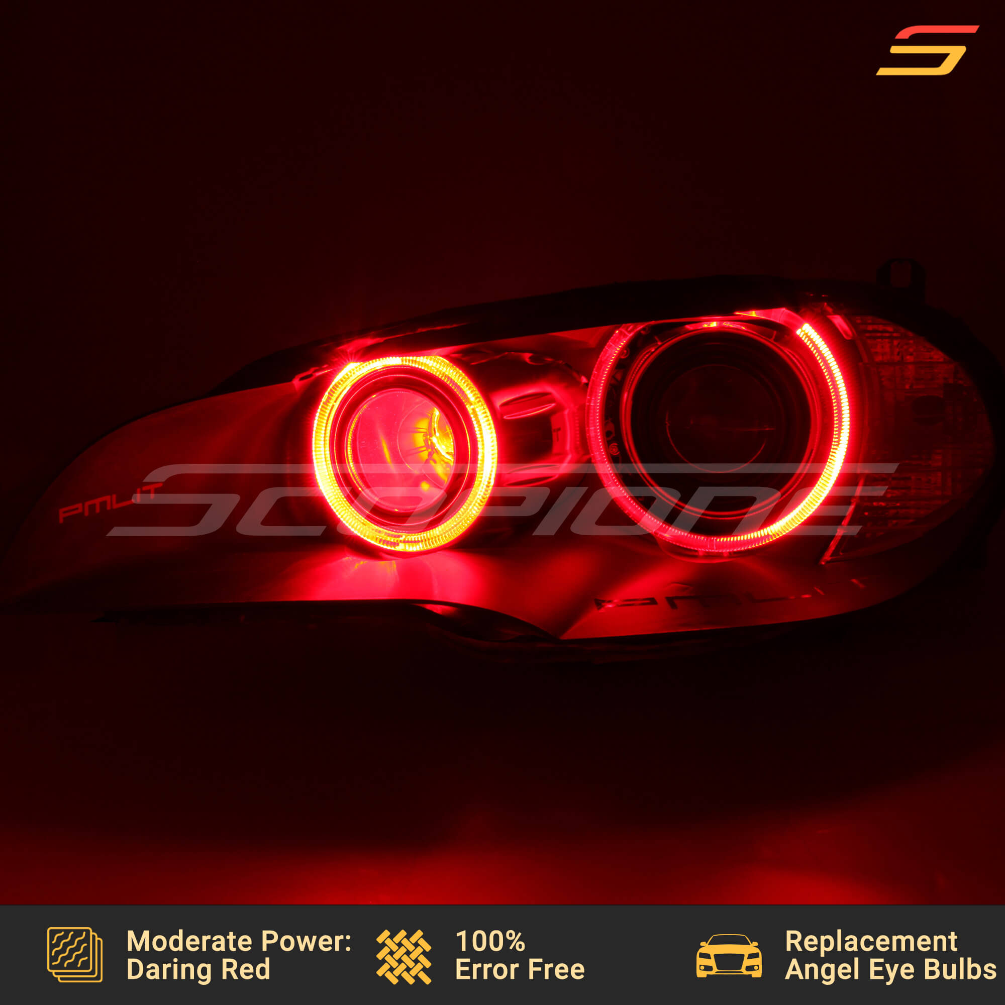 Daring Red Moderate Power LED angel eyes halo by Scopione