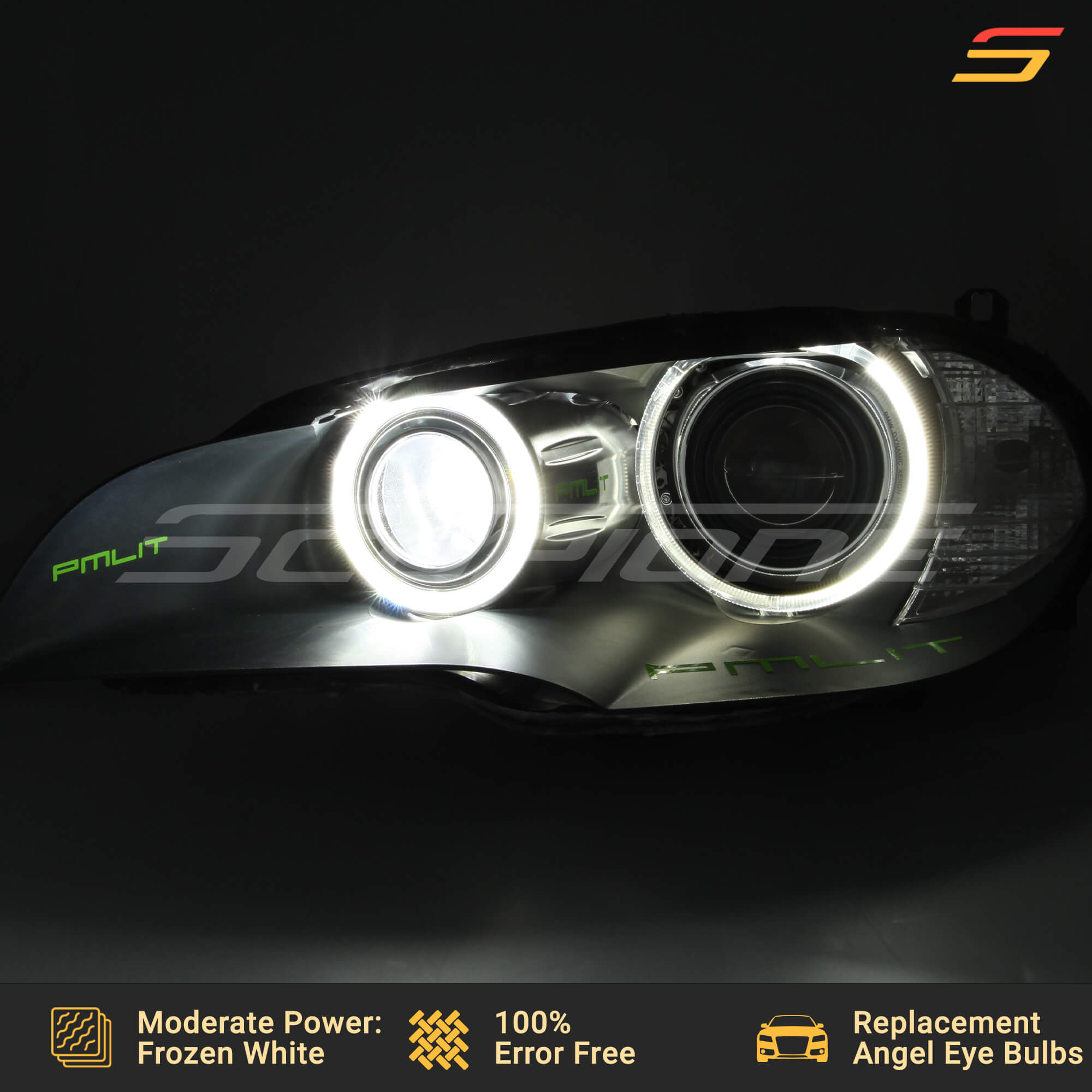 Frozen White Moderate Power LED angel eyes halo by Scopione