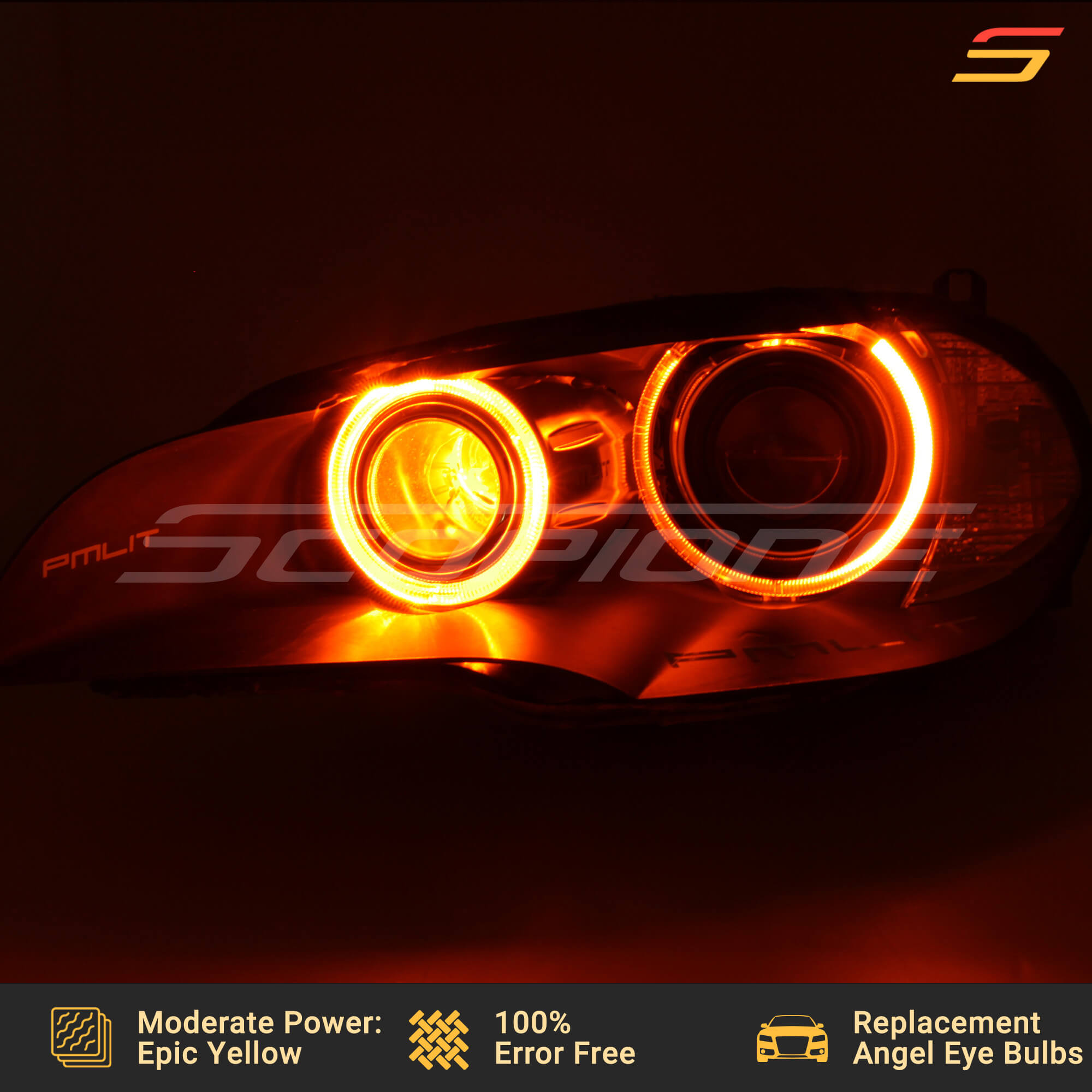 Epic Yellow Moderate Power LED angel eyes halo by Scopione