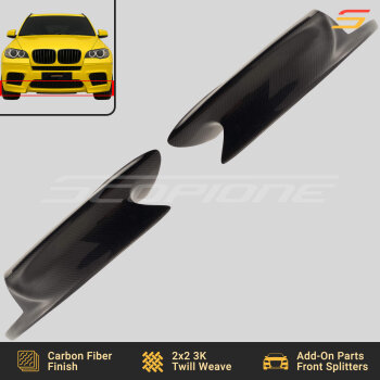 Scopione carbon fiber front bumper splitters for BMW X5M E70 and X6M E71 2010–2014