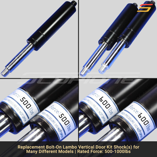 Bolt On Lambo Vertical Door Kit Replacement Shocks - 7 3/4" - M10/M12 - 500 to 1000lbs - Image 3
