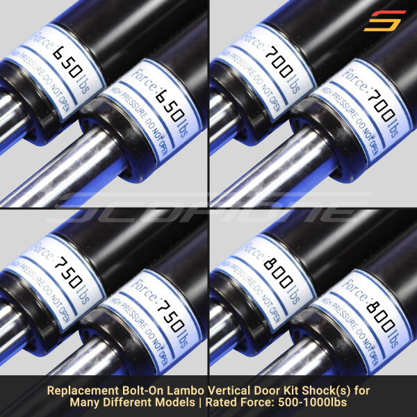 Bolt On Lambo Vertical Door Kit Replacement Shocks - 7 3/4" - M10/M12 - 500 to 1000lbs - Image 4