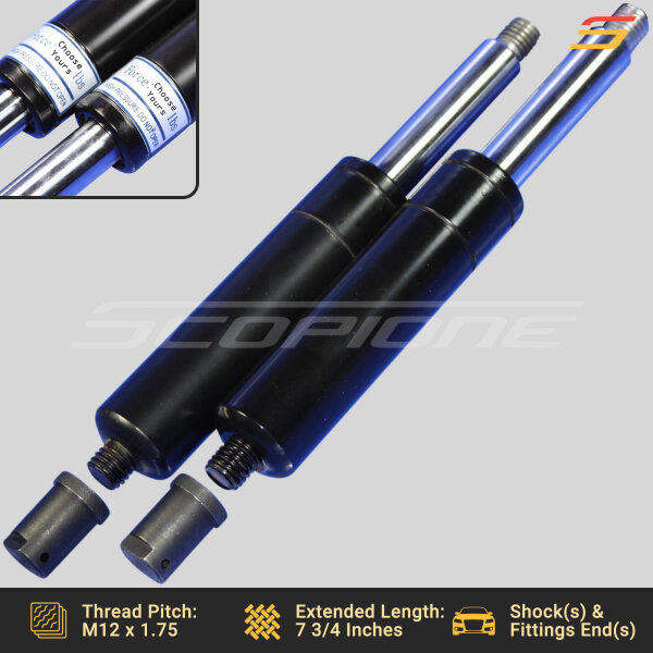 Bolt On Lambo Vertical Door Kit Replacement Shocks & End Caps - 7 3/4" - 500 to 1000lbs