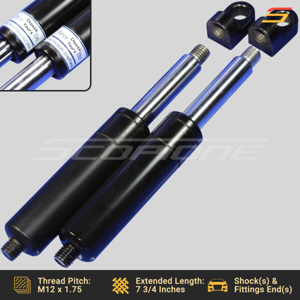 Bolt On Lambo Vertical Door Kit Replacement Shocks & L Fittings - 7 3/4" - 500 to 1000lbs