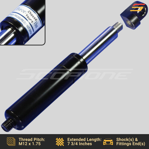 Bolt On Lambo Vertical Door Kit Replacement Shocks & L Fittings - 7 3/4" - 500 to 1000lbs - Image 2