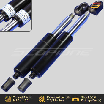 Bolt On Lambo Vertical Door Kit Replacement Shocks & L Fittings, End Caps - 7 3/4" - 500 to 1000lbs
