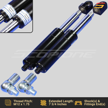 Bolt On Lambo Vertical Door Kit Replacement Shocks & L Fittings, Ball Joints - 7 3/4" - 500 to 1000lbs