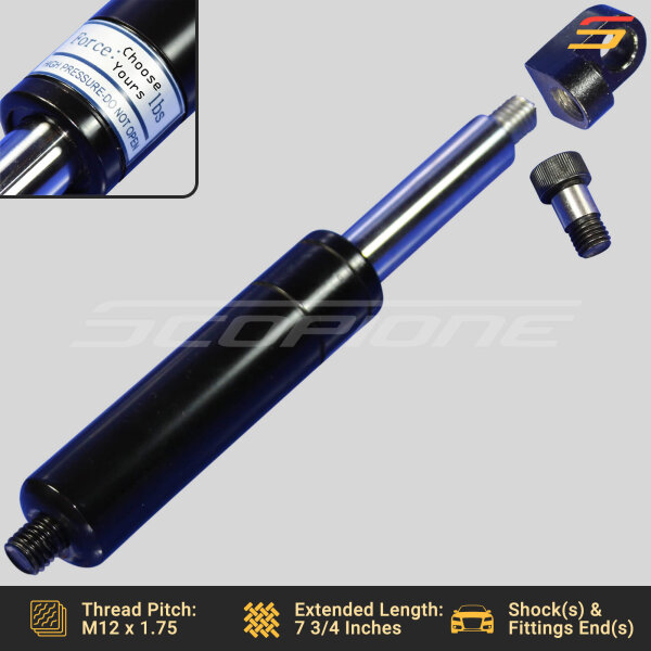 Bolt On Lambo Vertical Door Kit Replacement Shocks & L Fittings, Screws - 7 3/4" - 500 to 1000lbs - Image 2