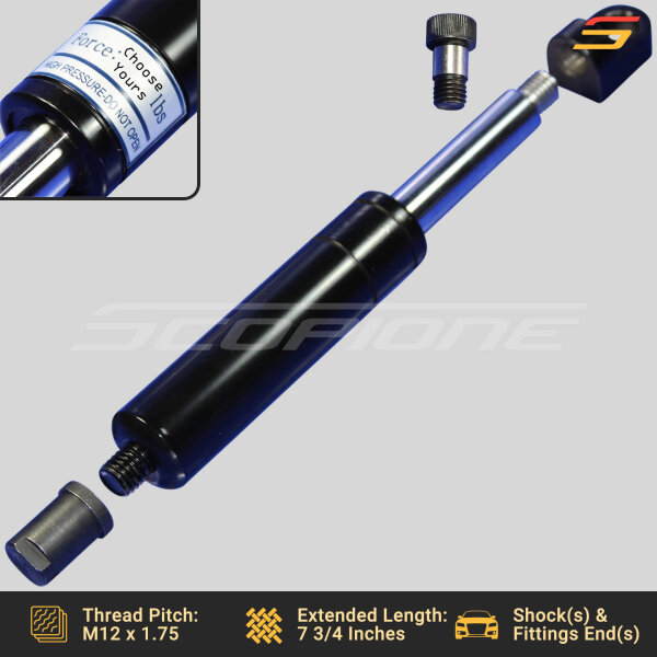 Bolt On Lambo Vertical Door Kit Replacement Shocks & L Fittings, Screws, Caps - 7 3/4" - 500 to 1000lbs - Image 2