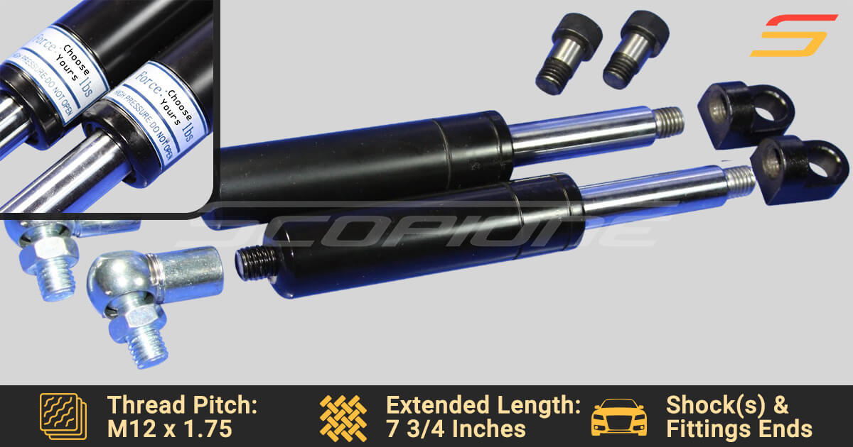 AlfaWheels Lambo Door Shock Kit – Vertical Hinge System 1000 Lbs, Black Powder Coat, Universal Fit