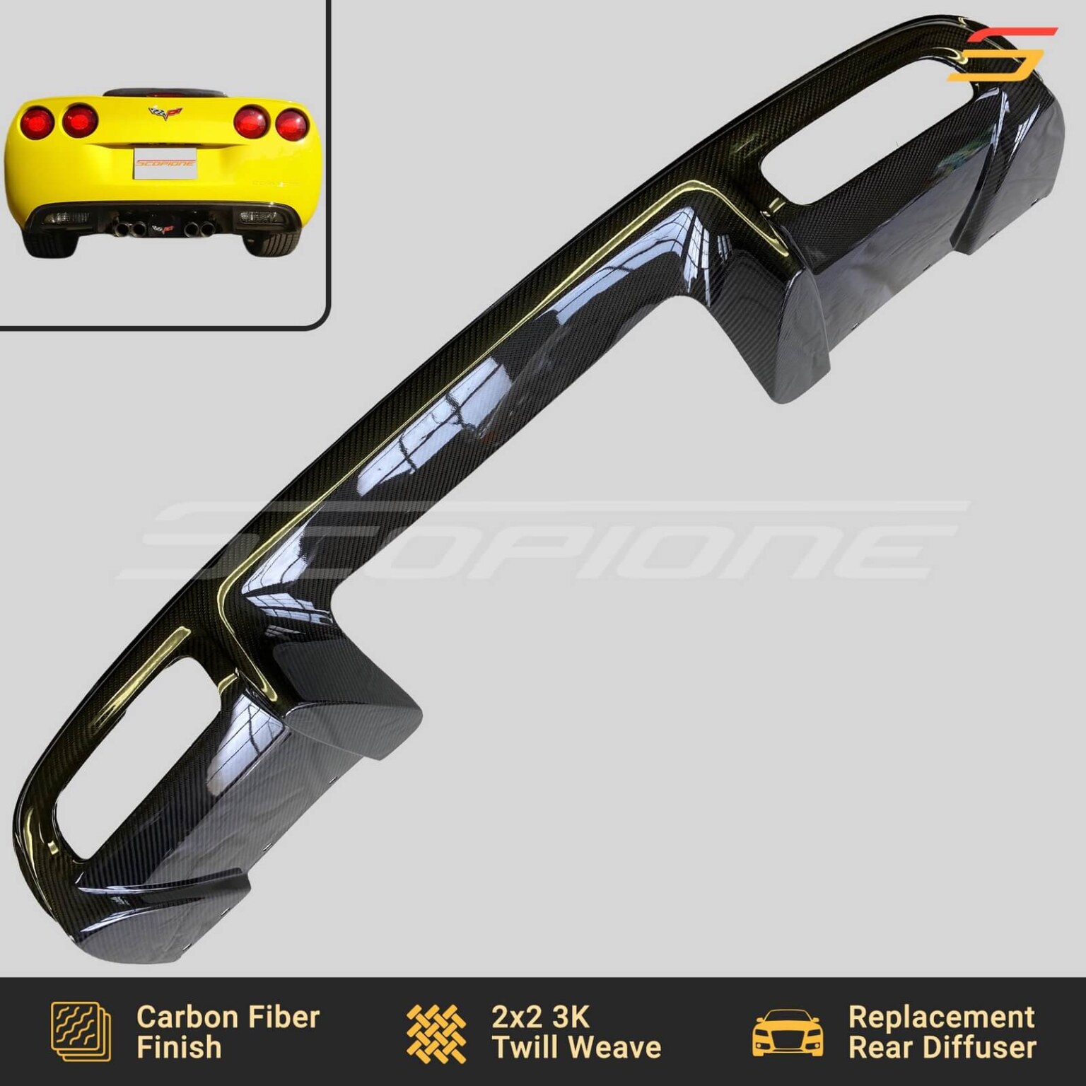 Scopione Carbon Rear Bumper Diffuser for Chevy Corvette C6