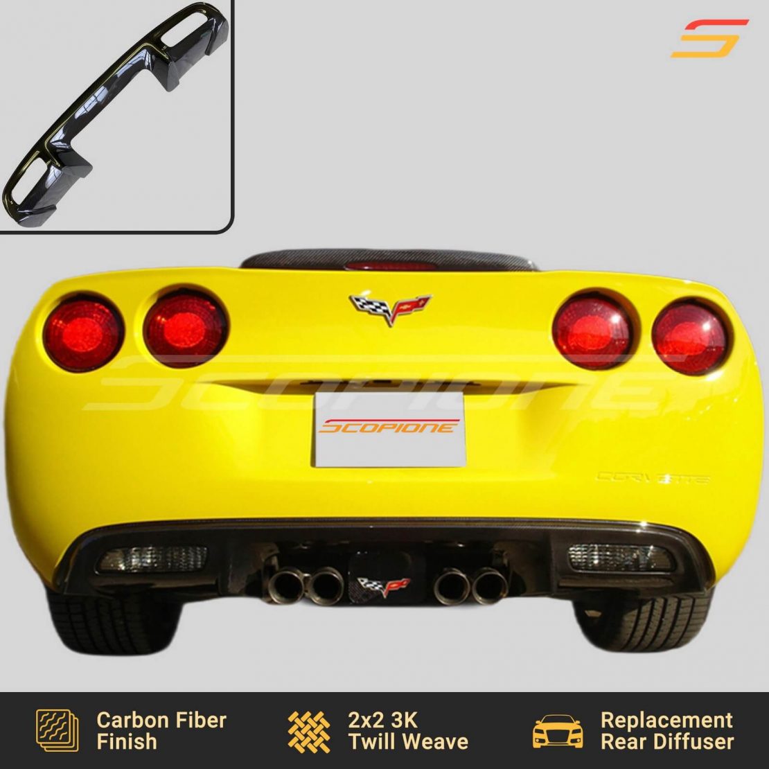 Scopione Carbon Fiber Rear Bumper Diffuser for Chevy Corvette C6