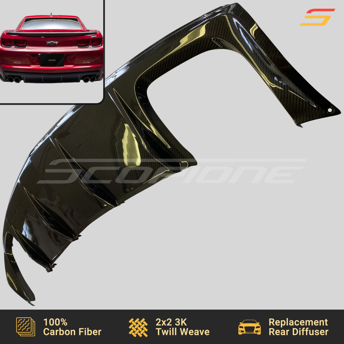 Carbon Fiber Quad Tip 1LE Rear Diffuser for Chevrolet 10-13 Camaro