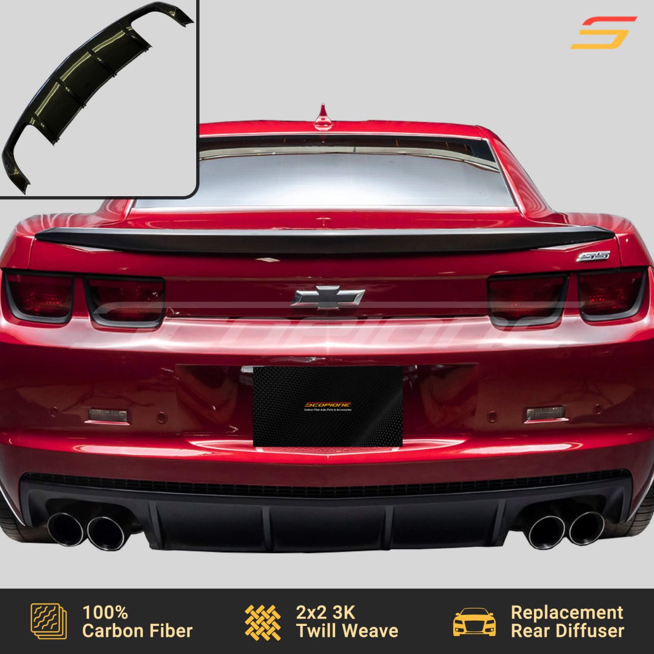 Scopione Carbon Quad Rear Diffuser for Chevrolet 10-13 Camaro