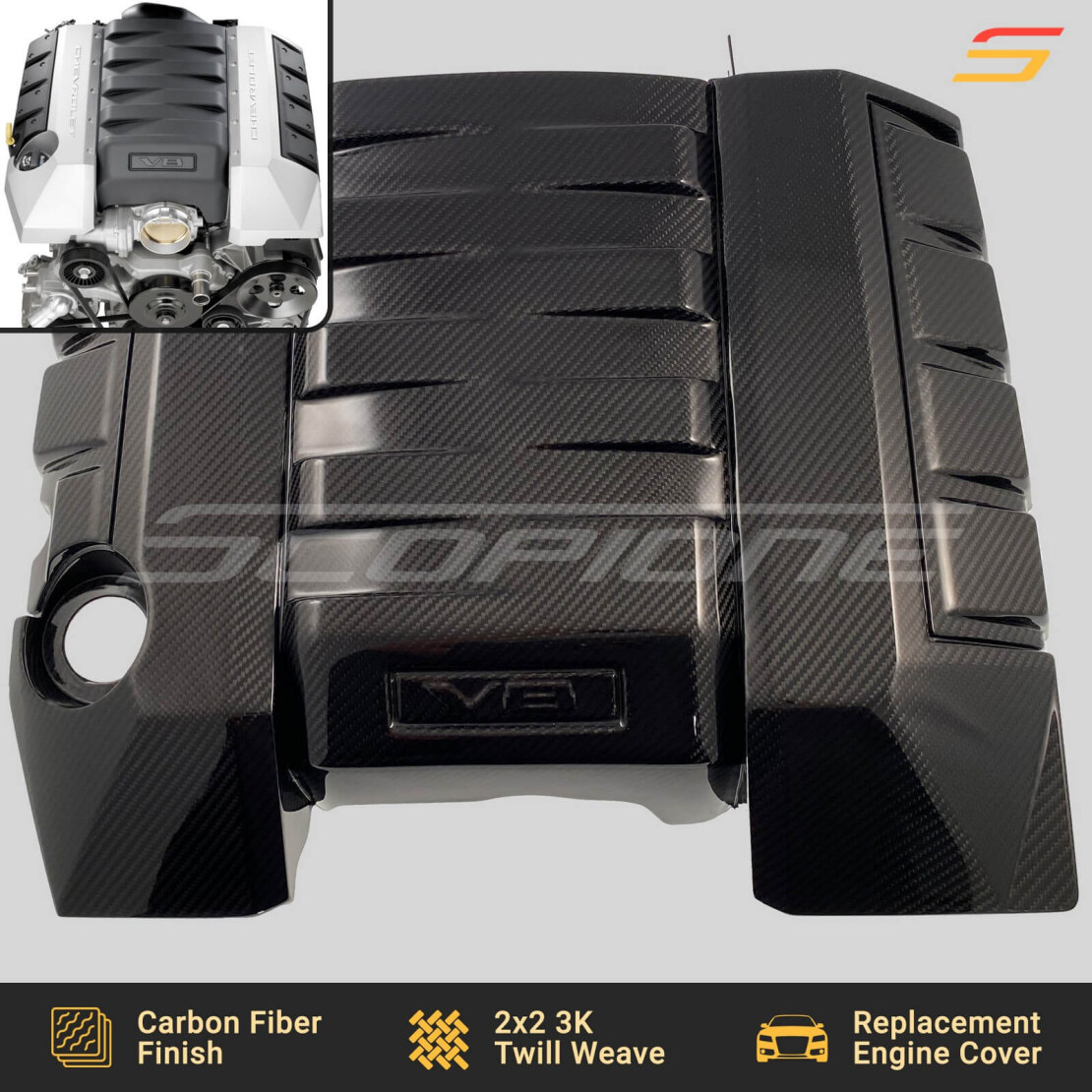Scopione Carbon Fiber Engine Cover for Chevrolet 1015 Camaro SS LS3