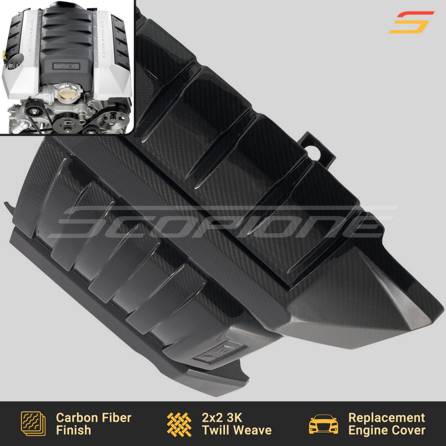 Scopione Carbon Fiber Engine Cover for Chevrolet 1015 Camaro SS LS3