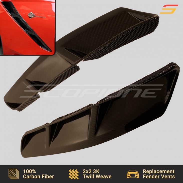 Scopione Carbon Fiber Front Fender Air Vents for Corvette C7 Stingray