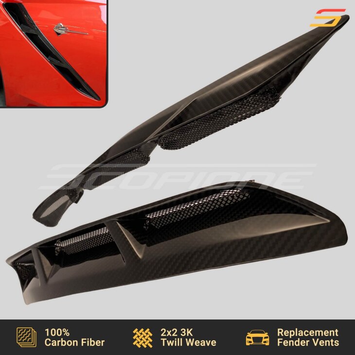 Scopione Carbon Fiber Front Fender Air Vents for Corvette C7 Stingray