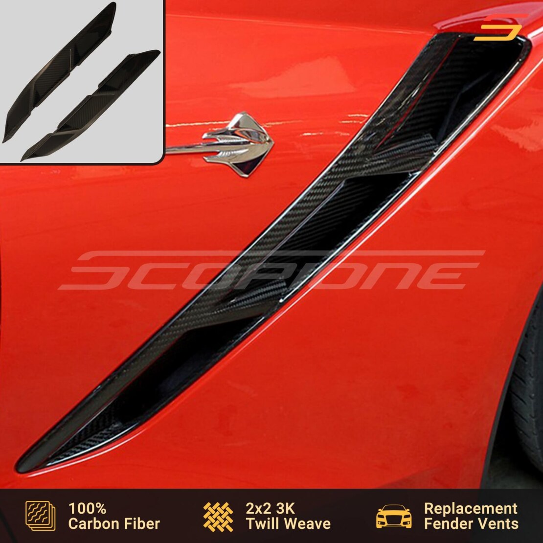 Scopione Carbon Fiber Front Fender Air Vents for Corvette C7 Stingray