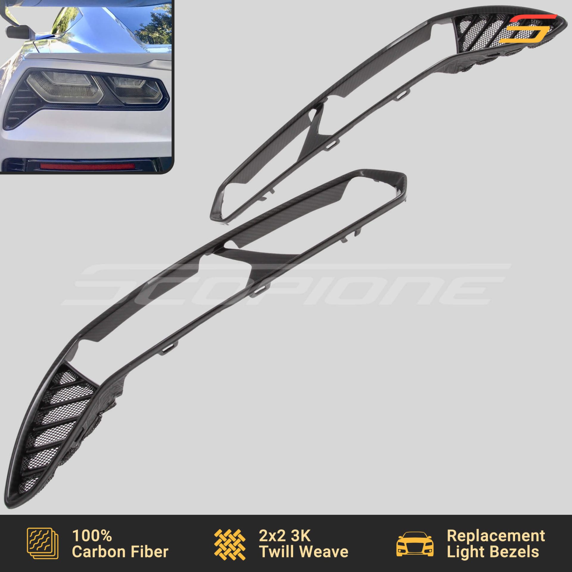 Carbon Fiber Tail light Bezel 2014-2019 Chevrolet Corvette C7/Z06 C7