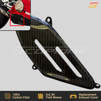 Ducati 18-24 Carbon Fiber Racing Lower Fairing Right Exhaust Cover Cap