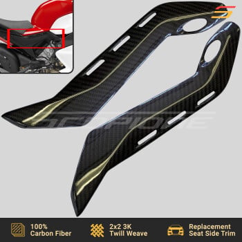 Ducati 18-24 Carbon Fiber Replacement Seat Side Trims Pair