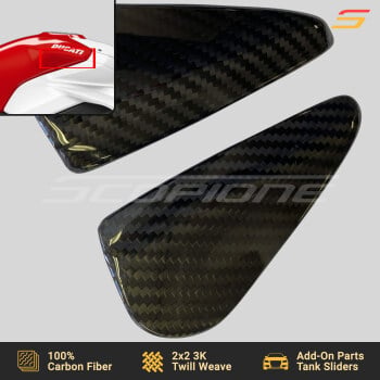 Carbon Fiber Add-On Fuel Tank Sliders Pair for Ducati 18-21 Panigale V4 & 20-22 Streetfighter V4