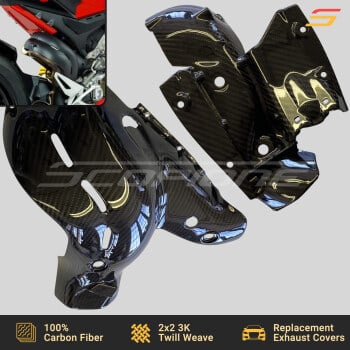 Ducati 18-21 Panigale V4 20-25 Streetfighter V4 Carbon Fiber Replacement Exhaust Heat Shield Covers Set