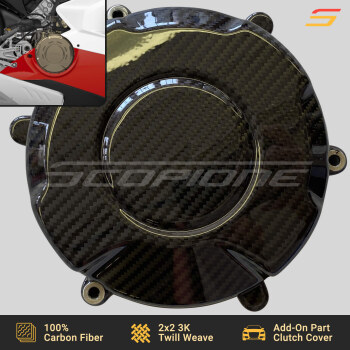 Ducati 18-25 Panigale V4 22-25 Streetfighter V4 Carbon Fiber Full Add-On Clutch Cover Guard